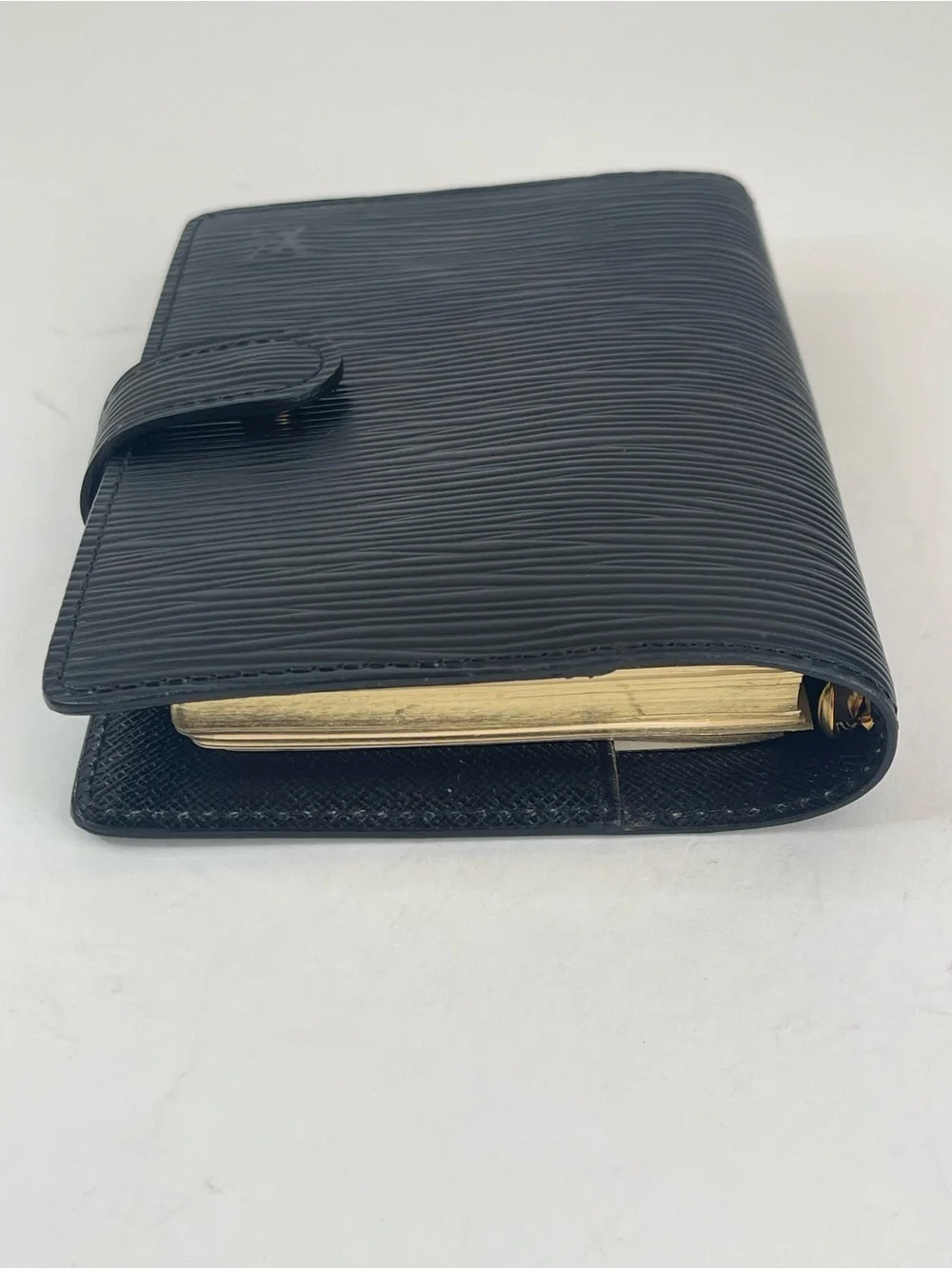 black Louis Vuitton Epi leather small ring agenda cover